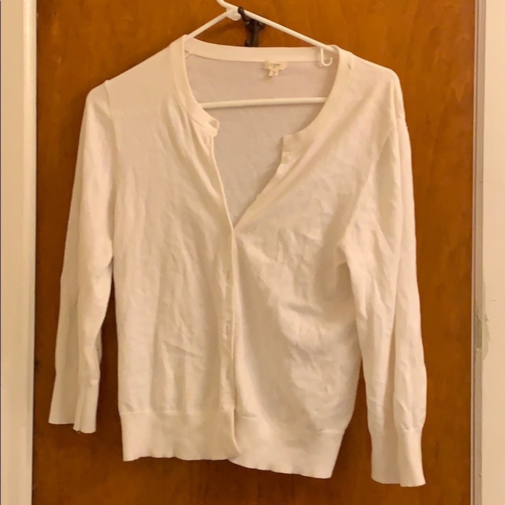 J. Crew white cotton sweater large